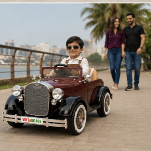 Vintage Royal Classic Kids Electric Car – 12V Battery Operated Ride-On Car with Remote Control