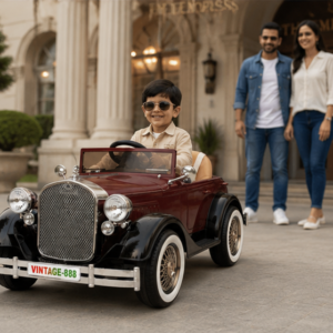 Vintage Royal Classic Kids Electric Car – 12V Battery Operated Ride-On Car with Remote Control