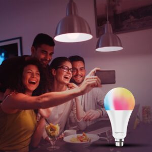 amazon basics - 12W Smart LED Bulb with Alexa, ‎Voice control, Google Assistant & Wi-Fi Enabled (Pack of 1, Multicolour, B22 Holder)