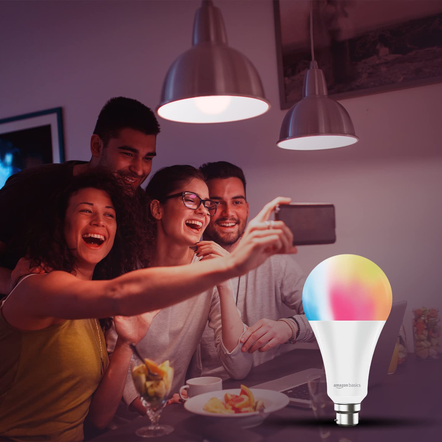 amazon basics - 12W Smart LED Bulb with Alexa, Voice control, Google Assistant & Wi-Fi Enabled (Pack of 1, Multicolour, B22 Holder) - Image 6