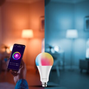 amazon basics - 12W Smart LED Bulb with Alexa, ‎Voice control, Google Assistant & Wi-Fi Enabled (Pack of 1, Multicolour, B22 Holder)