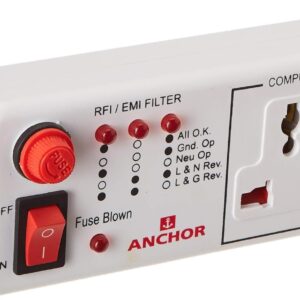 Anchor by Panasonic 4 way 6A Universal Socket with 3 Switch & 1 Master Switch | 4 Way Extension Board with 1.5 Mtr Extension Cord | Multi Plug Socket for Home Wall, Office (22568)