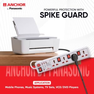Anchor by Panasonic 4 way 6A Universal Socket with 3 Switch & 1 Master Switch | 4 Way Extension Board with 1.5 Mtr Extension Cord | Multi Plug Socket for Home Wall, Office (22568)