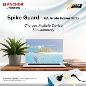 Anchor by Panasonic 4 Way Extension Board Socket with Single Switch | with 1.5 Mtr Extension Cord | Multi Plug for Home Wall, Office (22061)