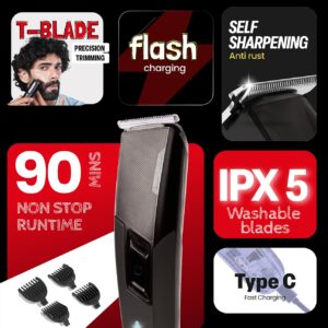 Bombay Shaving Company Pro Beard Trimmer For Men | Beard Trimmer for Man | Hair Trimmer for Man | 6 Combs, Self-Sharpening Blades, Type C | Trimmer Men Beard | Trimmers for Man