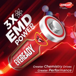 Eveready Carbon Zinc AA Battery, Anti-Leak, 3X EMD Power, 300 Test Certified, Suitable for Regular-Drain Devices & Toys, Pack of 10