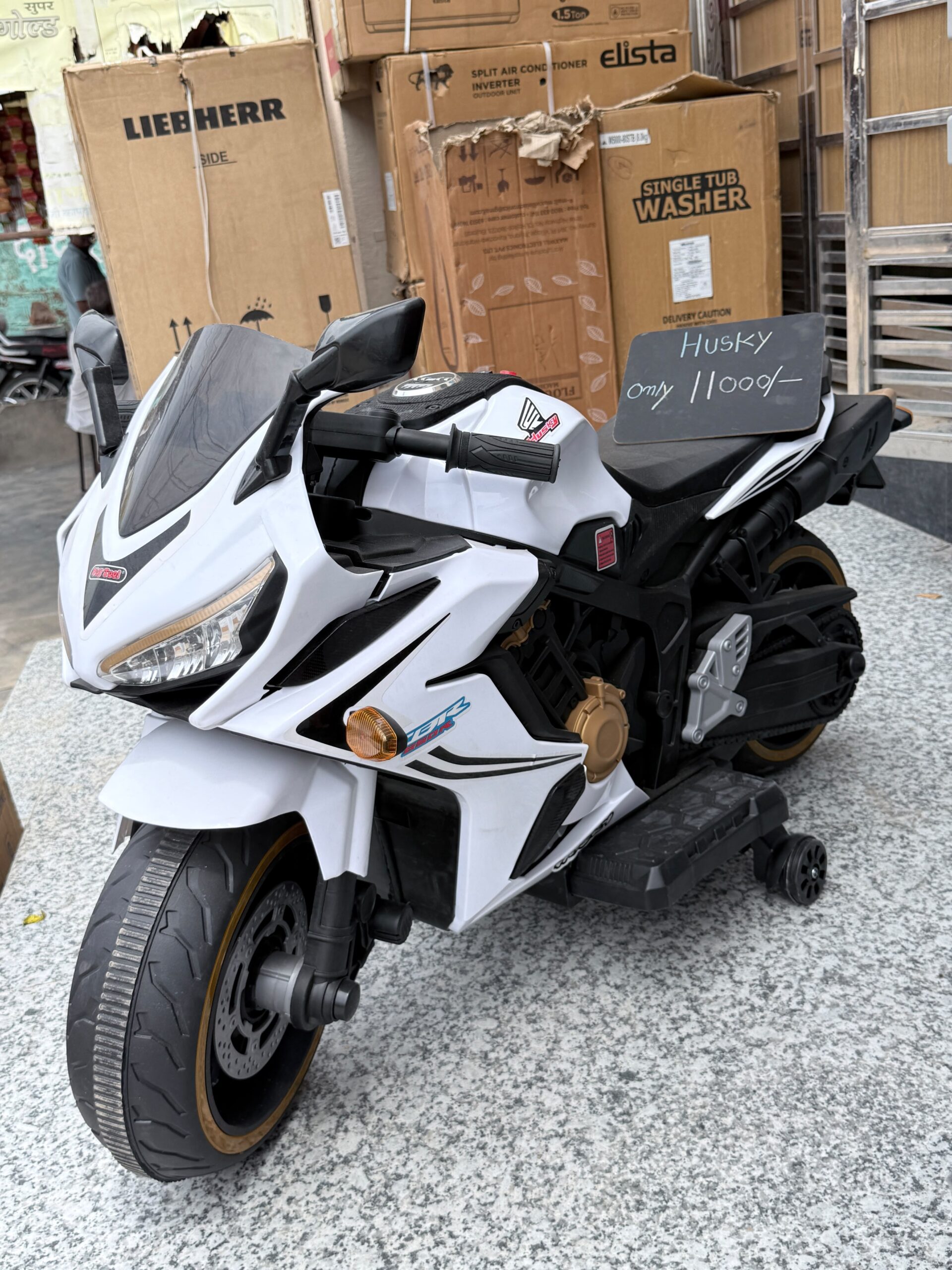 Husky Sports Bike Ride-On for Kids | 12V Battery Operated Sports Bike with LED Lights, Music & Training Wheels - Image 4