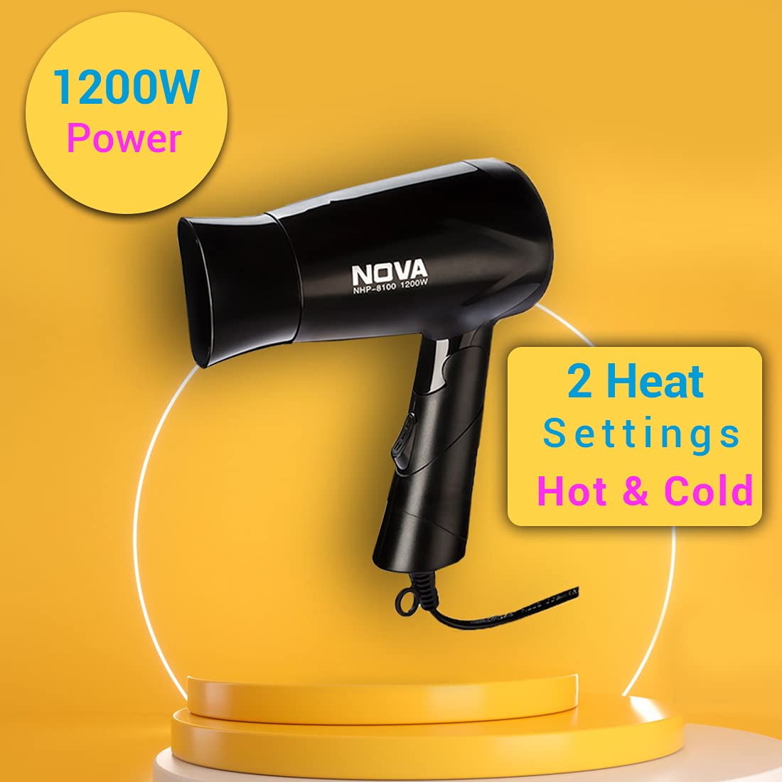 Nova NHP 8100 Silky Shine 1200 W Hot and Cold Foldable Hair Dryer (Black) - Image 6