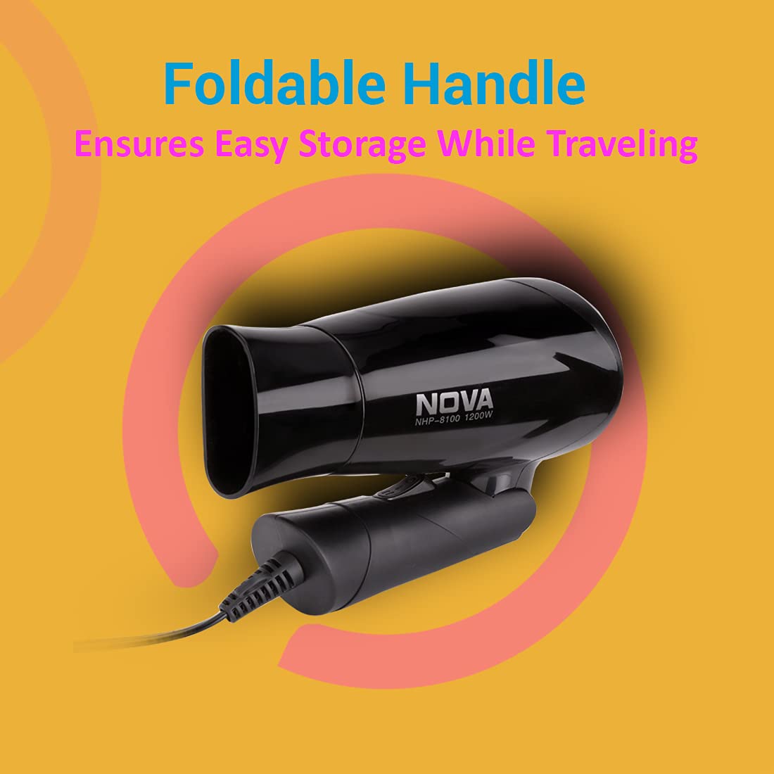 Nova NHP 8100 Silky Shine 1200 W Hot and Cold Foldable Hair Dryer (Black) - Image 5