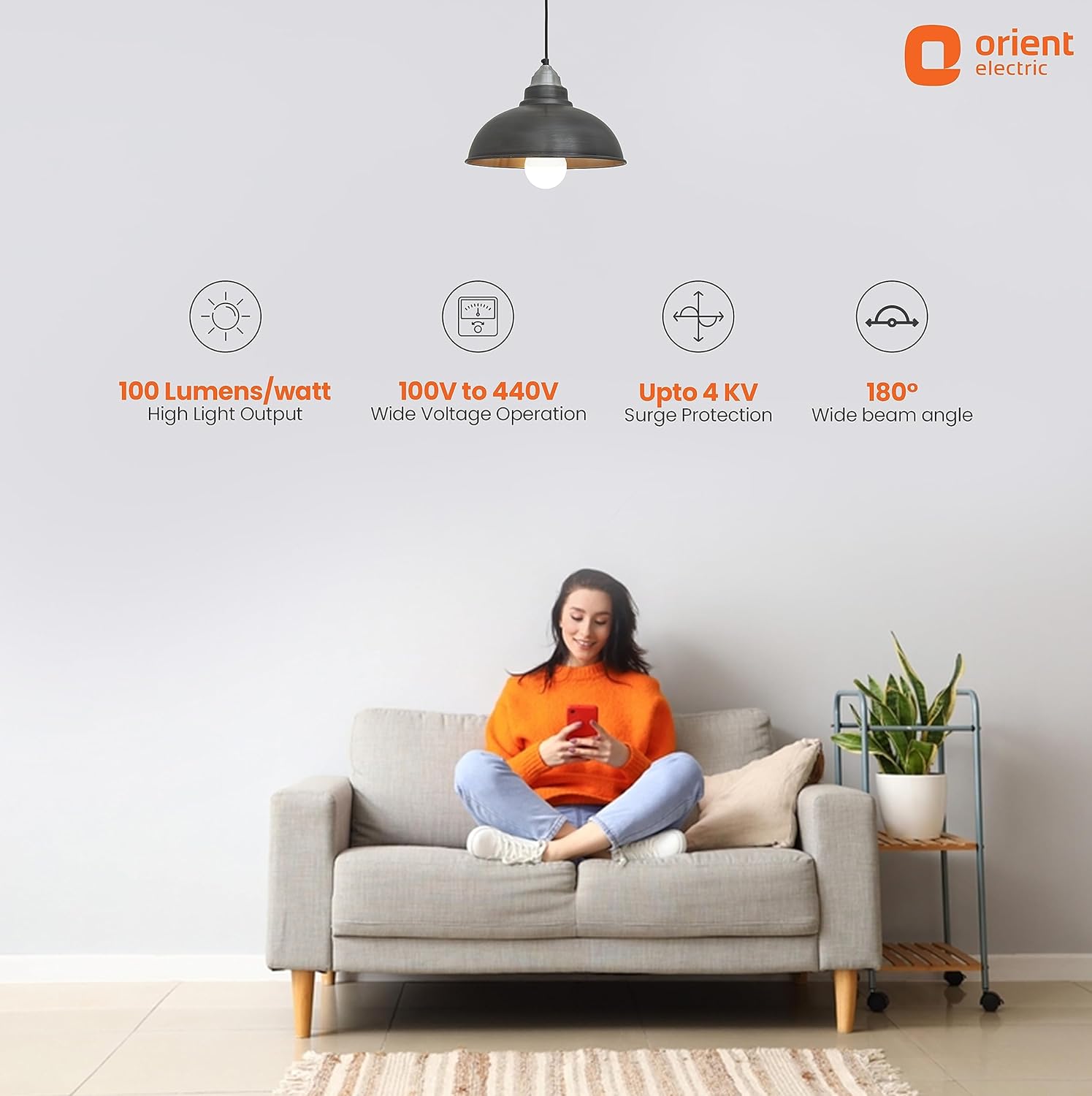 Orient Electric 12W High Glow LED bulb| 180-degree wide beam angle| Voltage surge protection up to 4 kV| 6500K, Cool White| B22d base| Made in India| Pack of 2 - Image 4