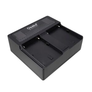 Osaka Dual Charger | Dual Slot Fast Battery Charger for Sony NP-F Series (F550/F750/F970) | LED Indicator Smart Charging Dock | Portable Compact Camera Battery Charger with Overcharge Protection