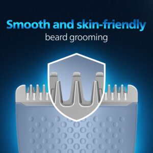 Philips India's No.1 Men's Trimmer* | Skin Safe Beard Trimmer for Men | Durapower tech | Self Sharpening Blades | Skin Protect Comb | 30 min runtime USB charging | No oil needed | 2yr warranty |BT1244