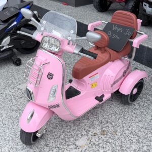 Kids Premium Electric Vespa Scooter with Parent Handle | 12V Battery Ride-On Scooter for Kids (Pink)