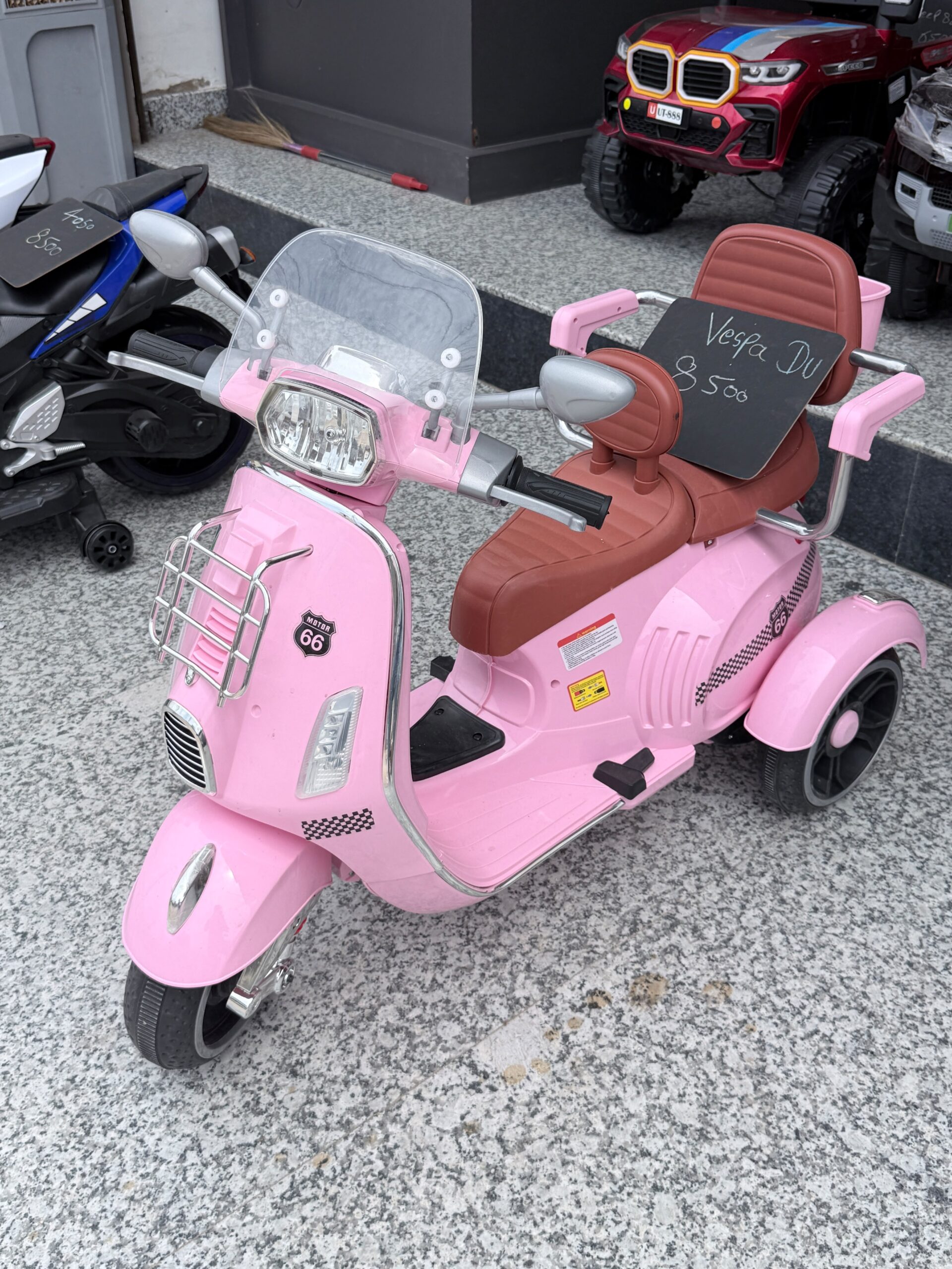 Kids Premium Electric Vespa Scooter with Parent Handle | 12V Battery Ride-On Scooter for Kids (Pink) - Image 3