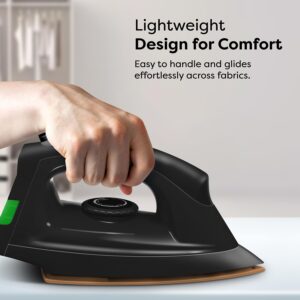Wipro GD208 Automatic Electric Dry Iron 1200 Watt With Large LED Indicator | Large Soleplate|Anti Bacterial German Weilburger Double Coated Soleplate | Quick Heat Up - 1200 Watts, Black
