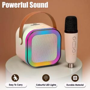 Wembley Rechargeable Karaoke Mic with Speaker for Singing | Wireless Mini Portable Bluetooth Speaker with Microphone & LED Lights | Cute Birthday Gift for Kids Musical Toys for Boys, Girls and Adults
