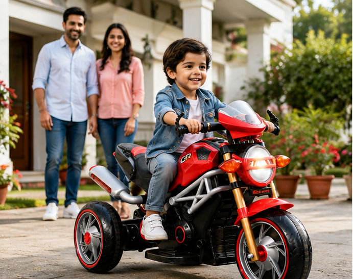CBR Kids Electric Bike – 12V Battery Operated Ride-On Bike for Kids with LED Headlight, Music & Shocker Design - Image 5