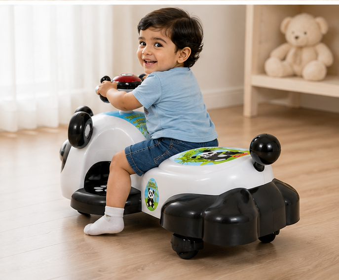 Kids Ride-On Toy Big Panda Sewing Car
