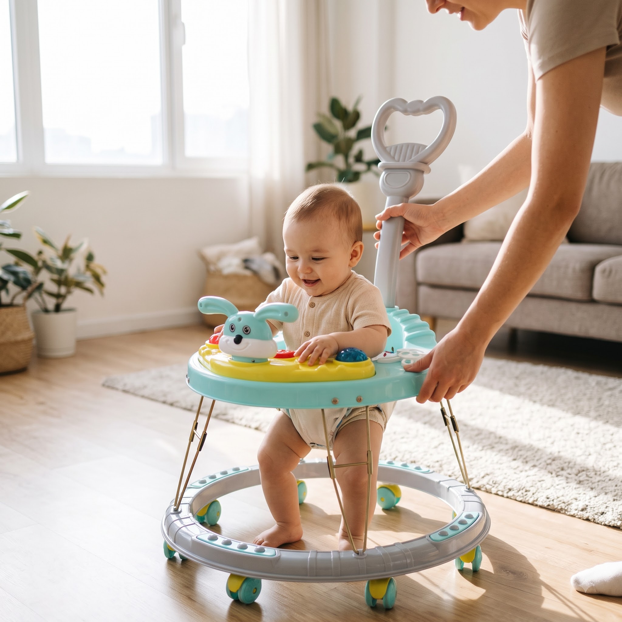 Baby Walker with Push Handle – Musical Activity Walker with Rabbit Face Toy Tray - Image 7