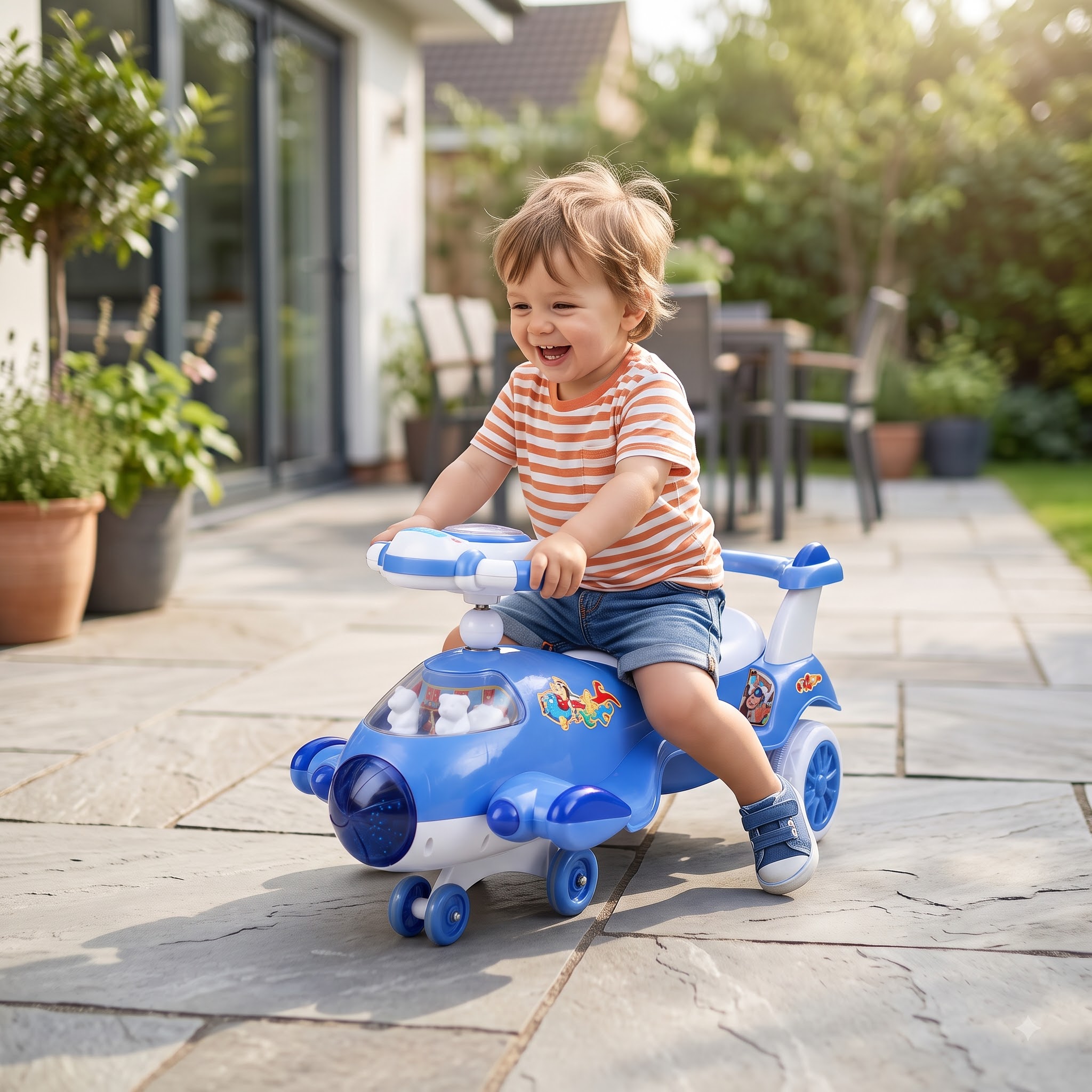 Aeroplane Ride-On Toy for Kids – Blue and White Toy Plane - Image 8