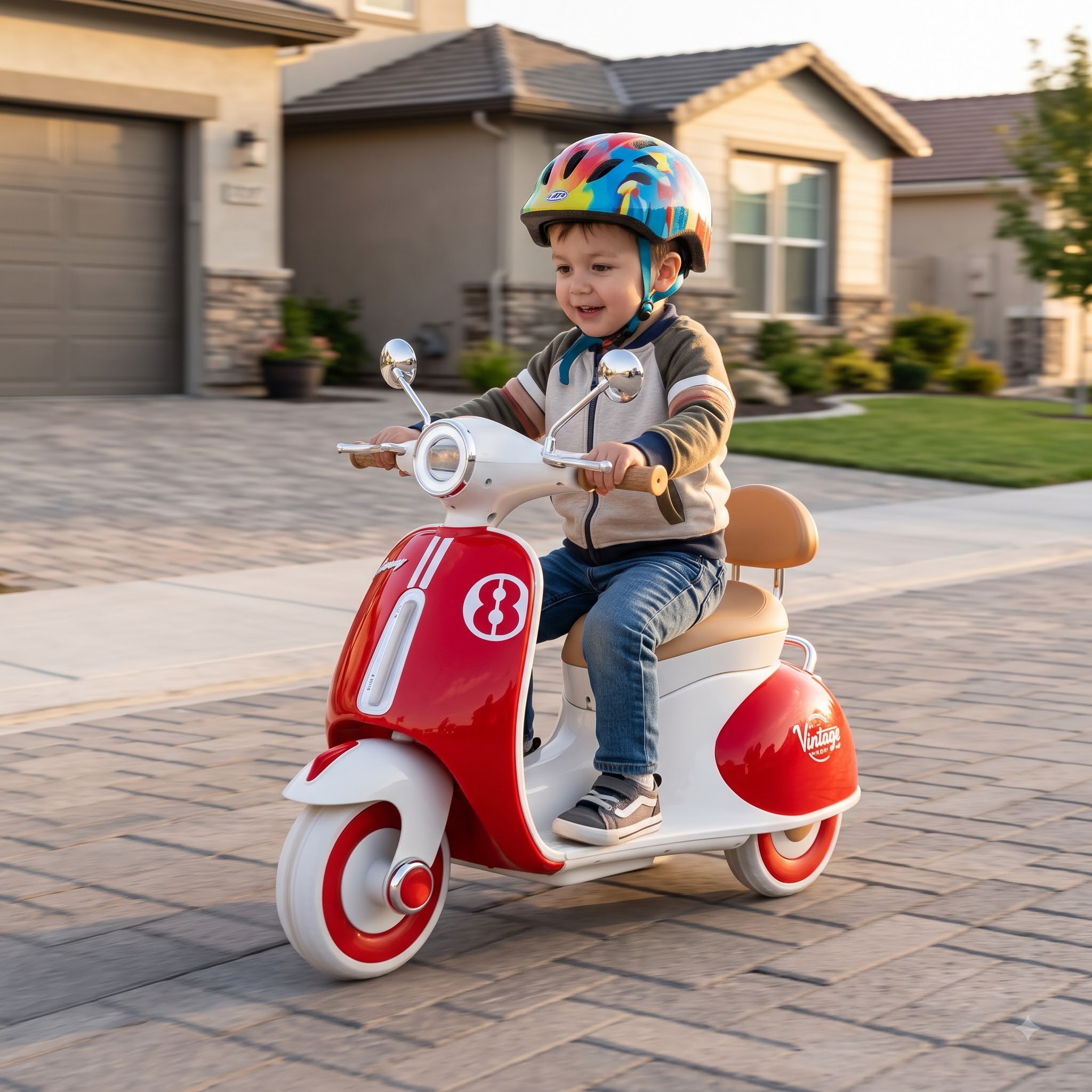 Kids Electric Scooter – Vintage Style Battery-Operated Ride-On Scooter - Image 7