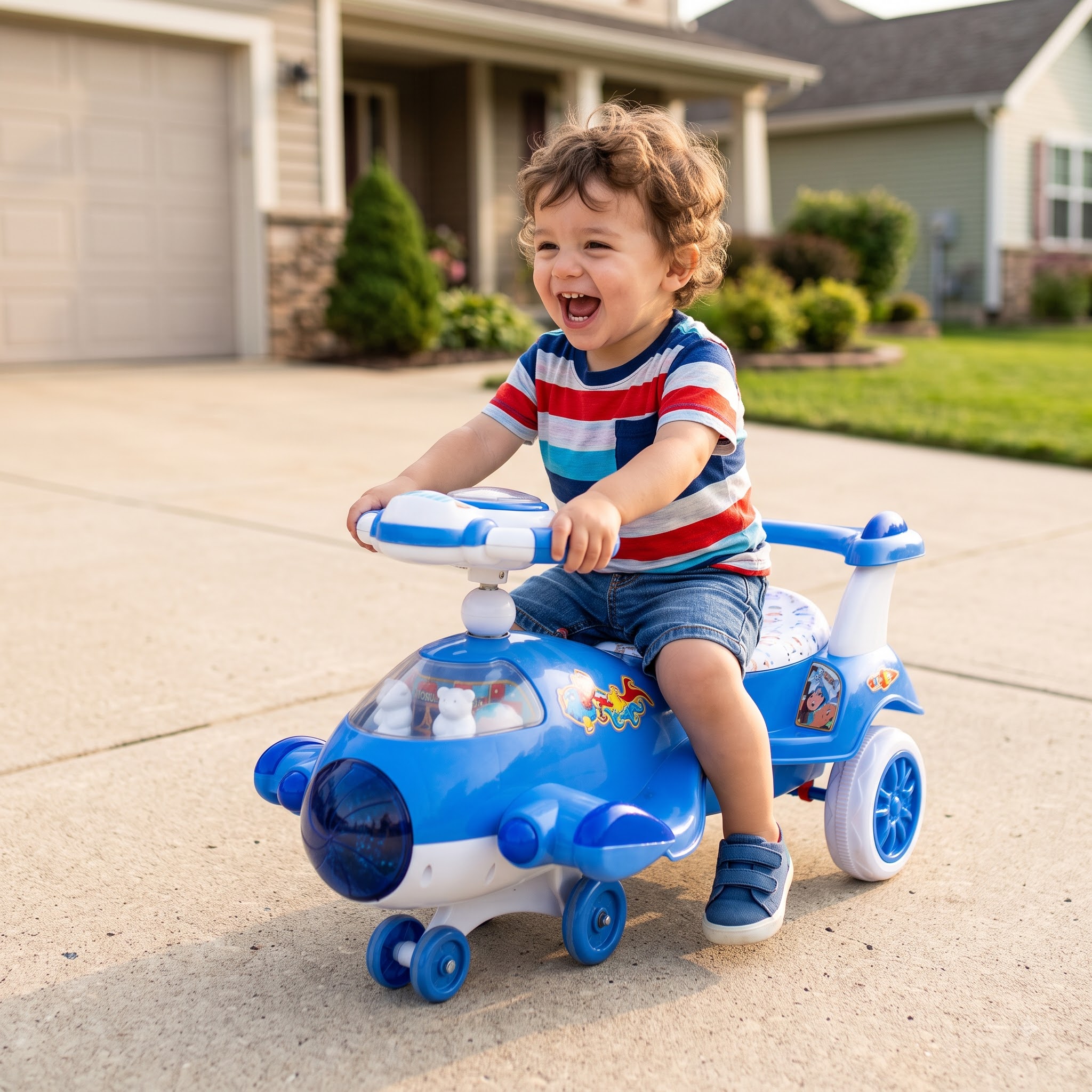 Aeroplane Ride-On Toy for Kids – Blue and White Toy Plane - Image 7
