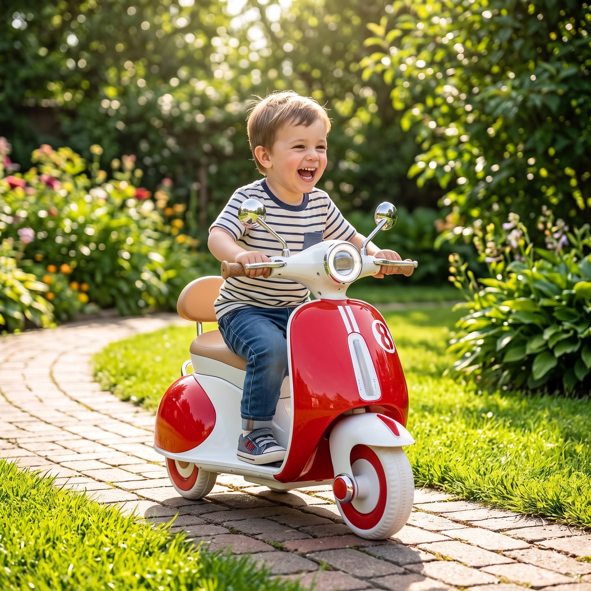 Kids Electric Scooter – Vintage Style Battery-Operated Ride-On Scooter - Image 6