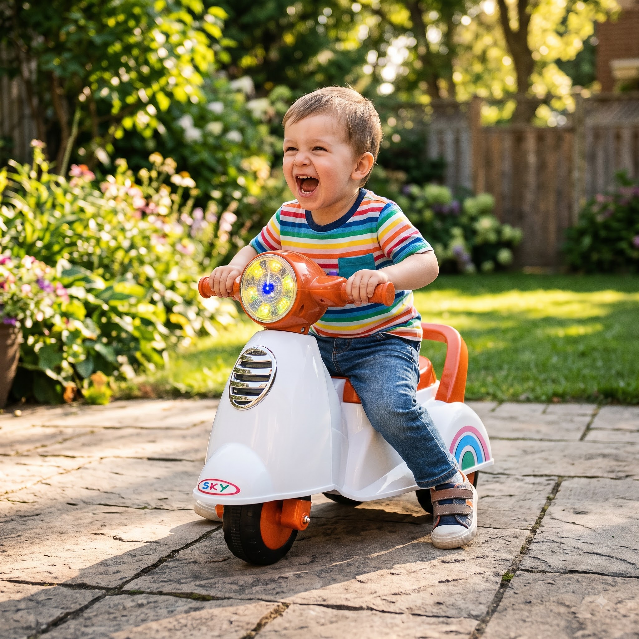 Kids Ride-On Scooter – Vespa-Style Manual Foot-to-Floor Ride-On Toy - Image 8