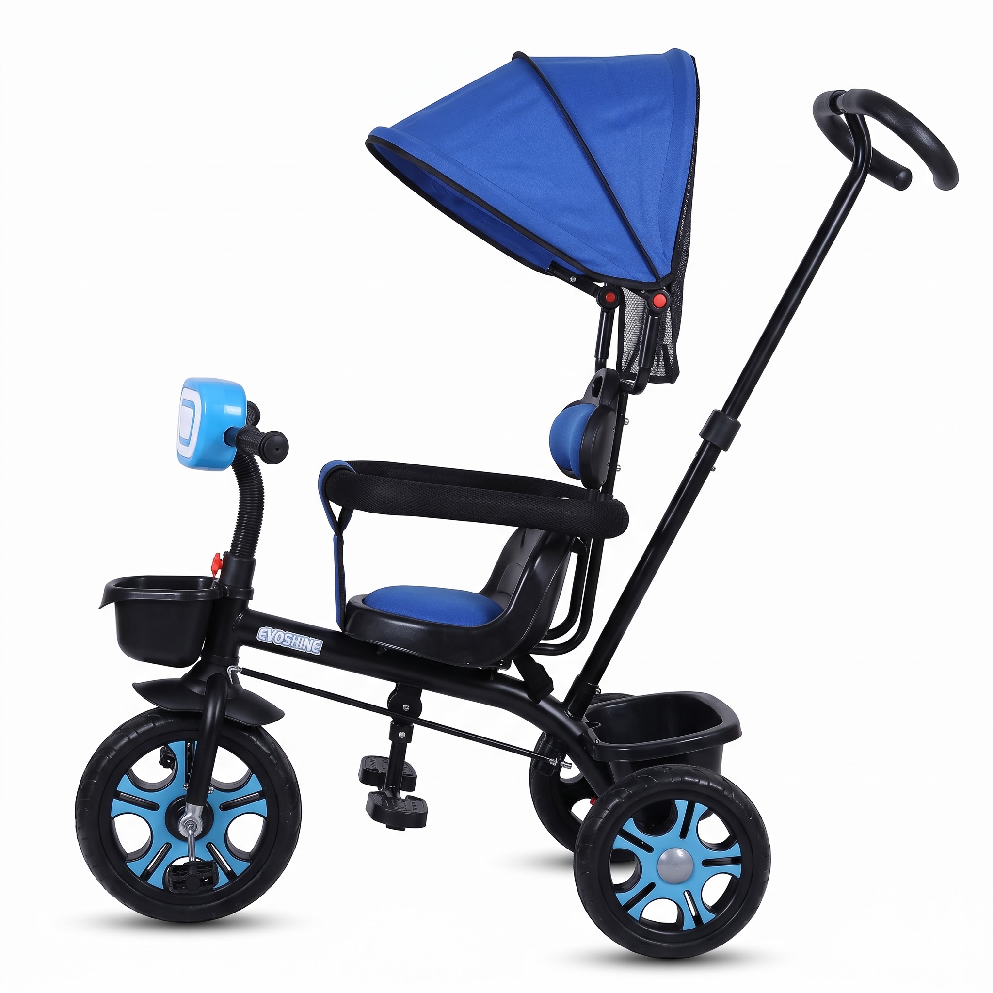 Baby Tricycle with Canopy – Stroller Style 3-Wheel Tricycle with Leather-Style Seat - Image 5