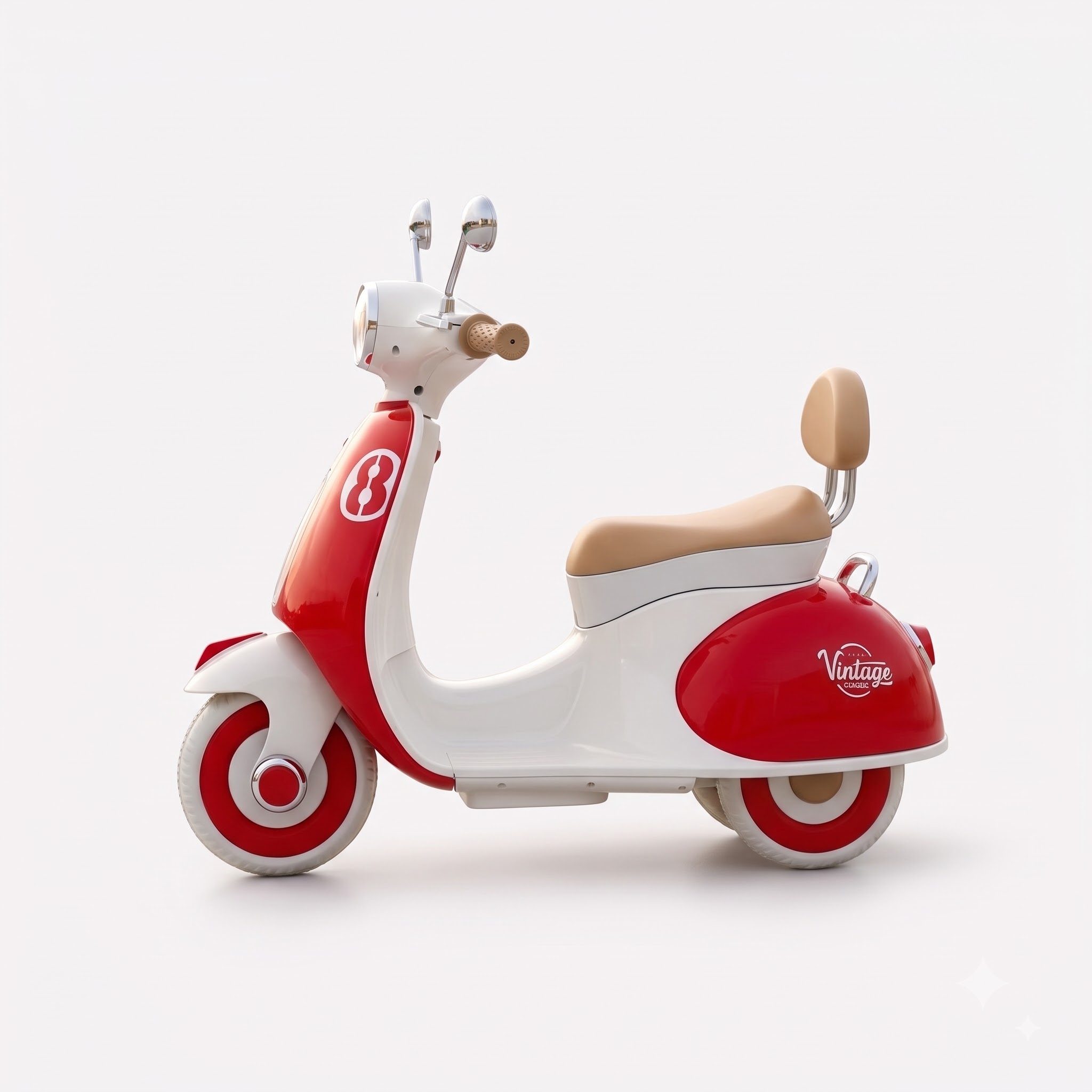Kids Electric Scooter – Vintage Style Battery-Operated Ride-On Scooter - Image 3
