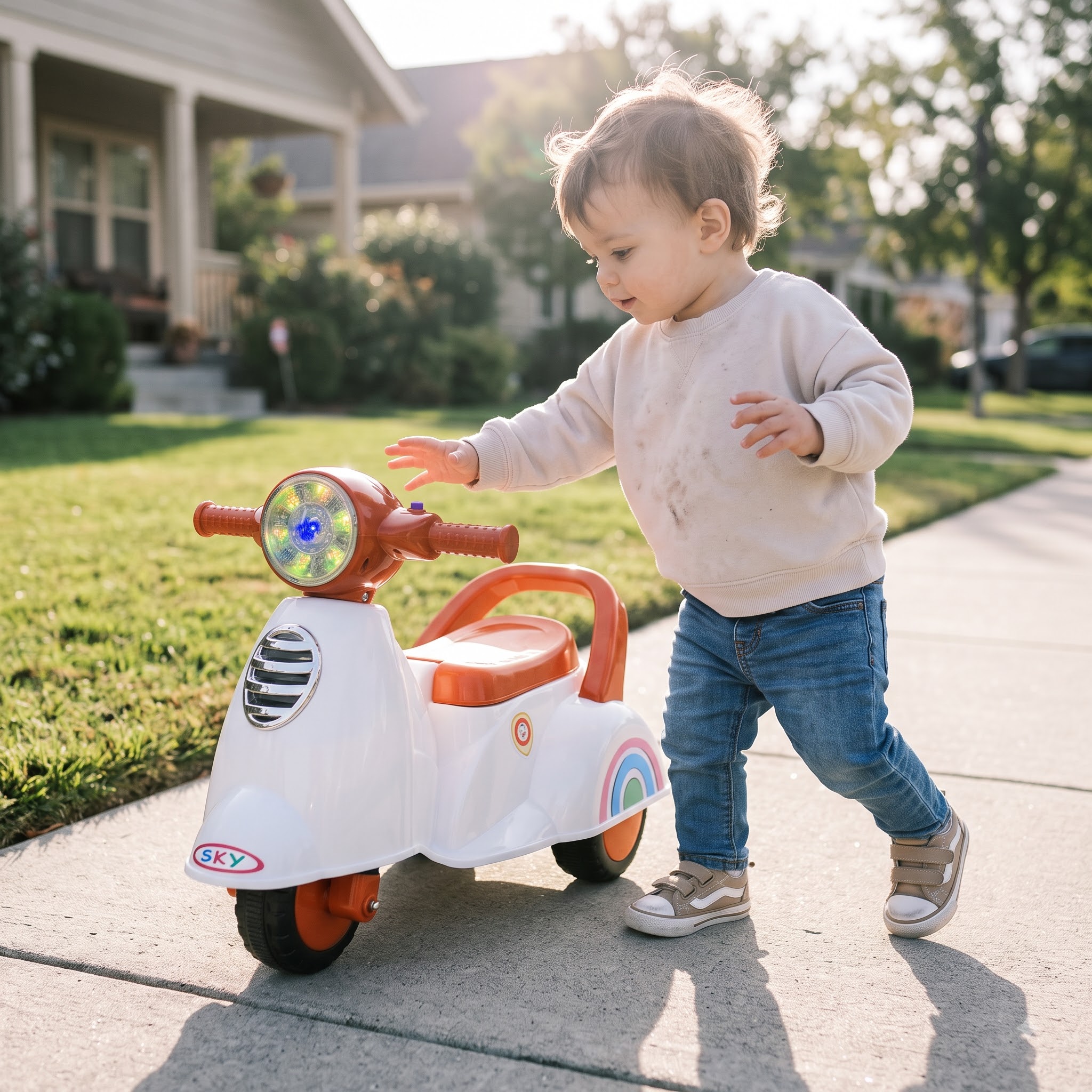 Kids Ride-On Scooter – Vespa-Style Manual Foot-to-Floor Ride-On Toy - Image 10