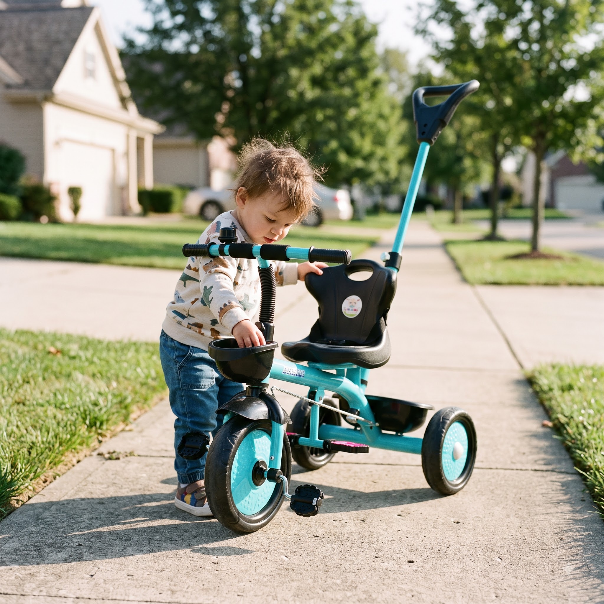 Kids Tricycle with Parent Handle – EVOSHINE Maharaja 3-Wheel Baby Cycle - Image 4