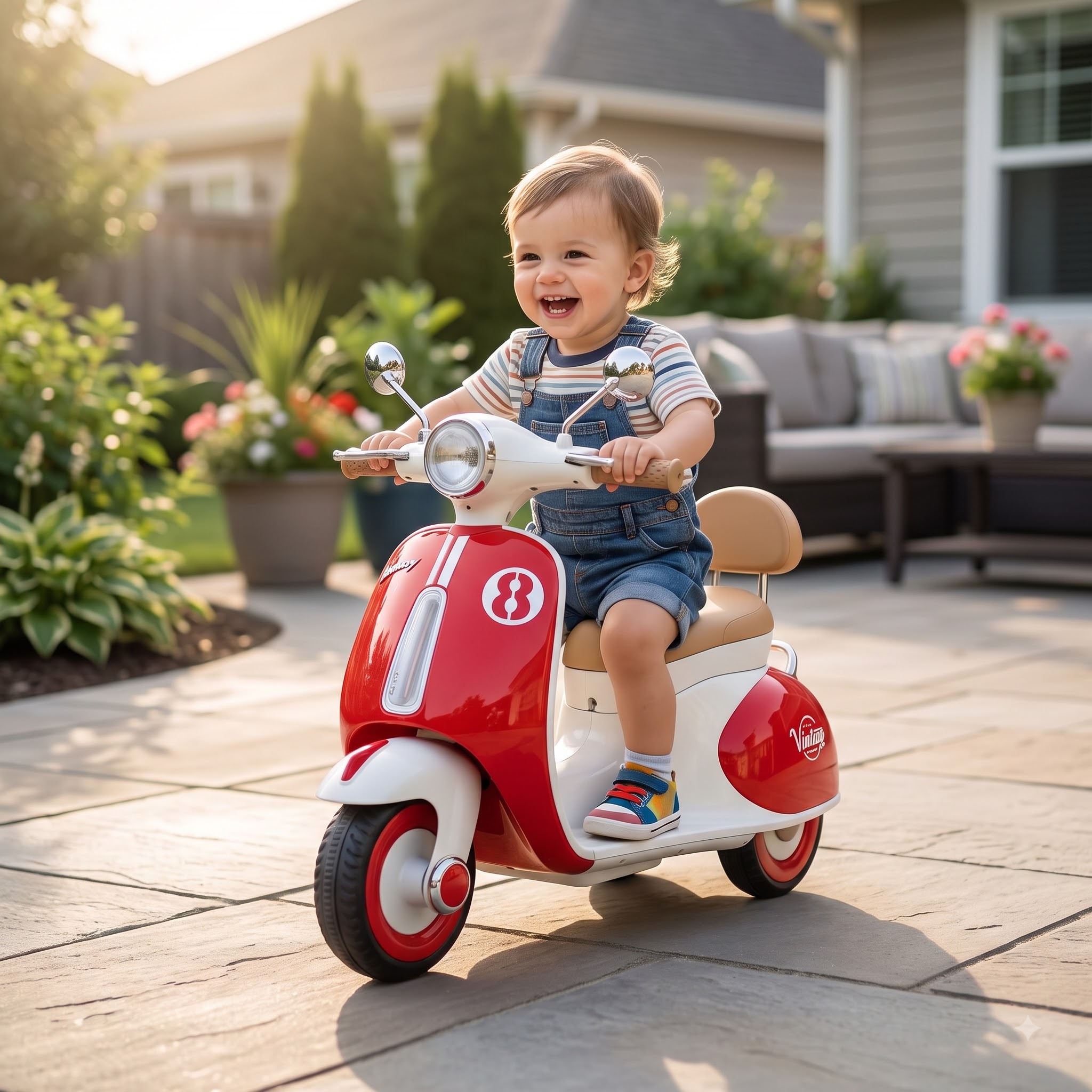 Kids Electric Scooter – Vintage Style Battery-Operated Ride-On Scooter - Image 9