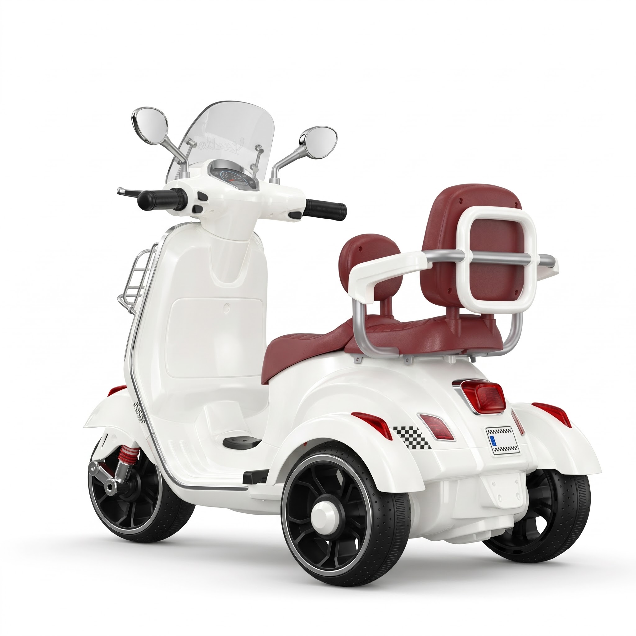 Kids Electric Scooter – Vintage Dual-Seat Vespa Ride-On with Hand Accelerator & Remote Control - Image 4