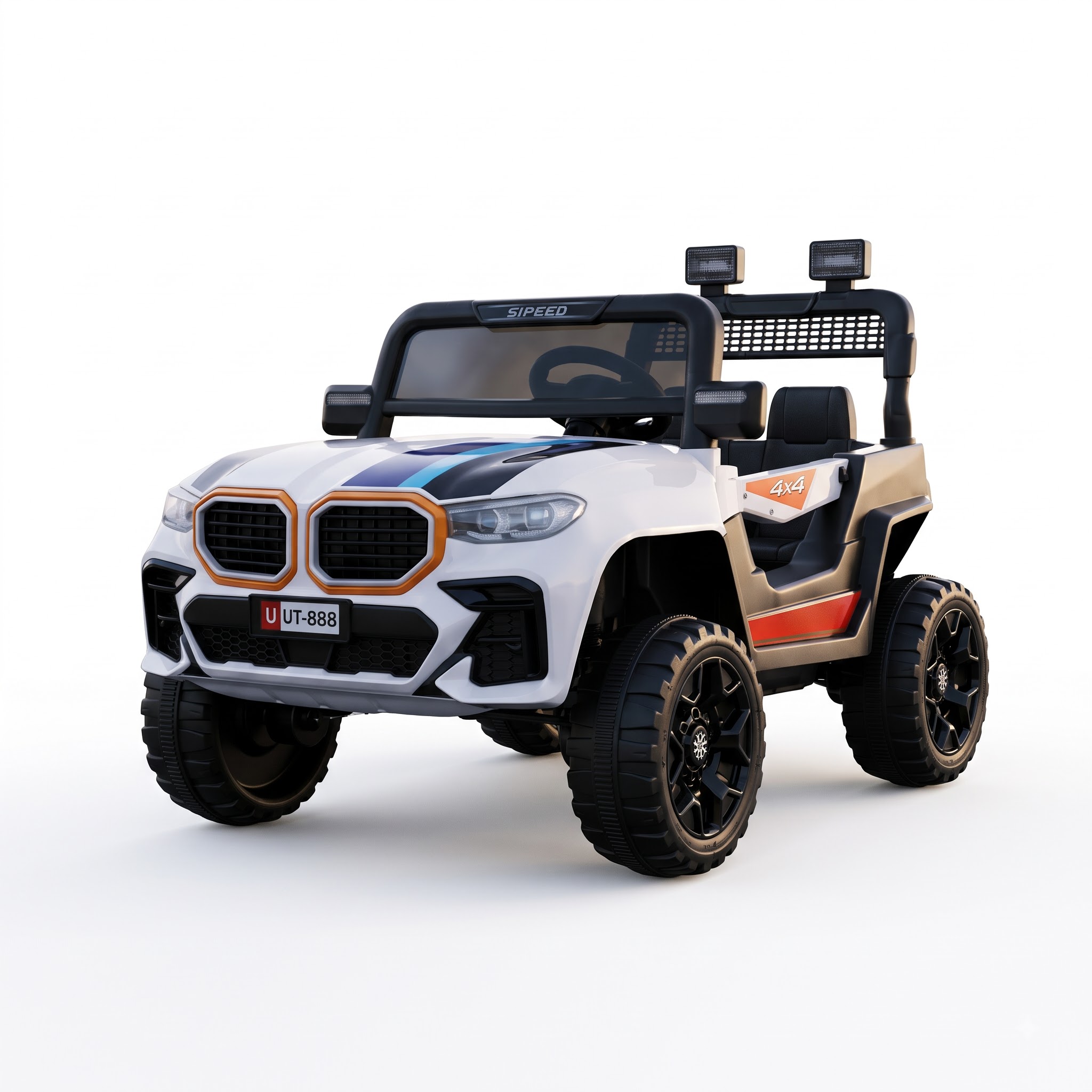 Kids Ride-On Jeep white big wheel battery operated off-road electric SUV for kids