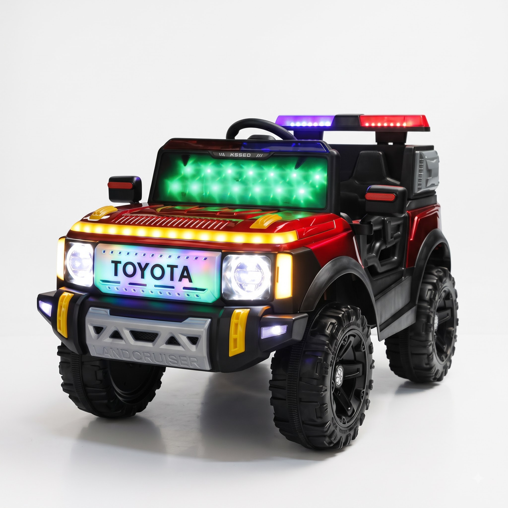 Kids Ride-On Jeep metallic red police battery operated electric SUV for kids